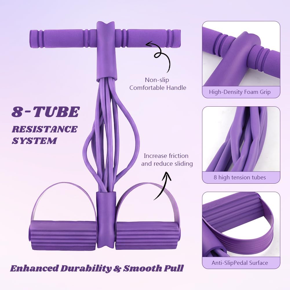 Skiennix Pedal Resistance Band - 6-Tube Multifunctional Design for Abdomen, Arms & Legs