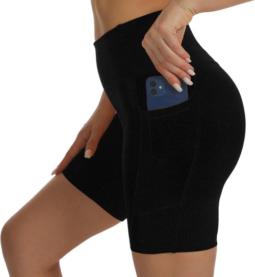 HOKOYI Women's High Waisted Biker Shorts - 7" Spandex Compression Workout Shorts with Pockets