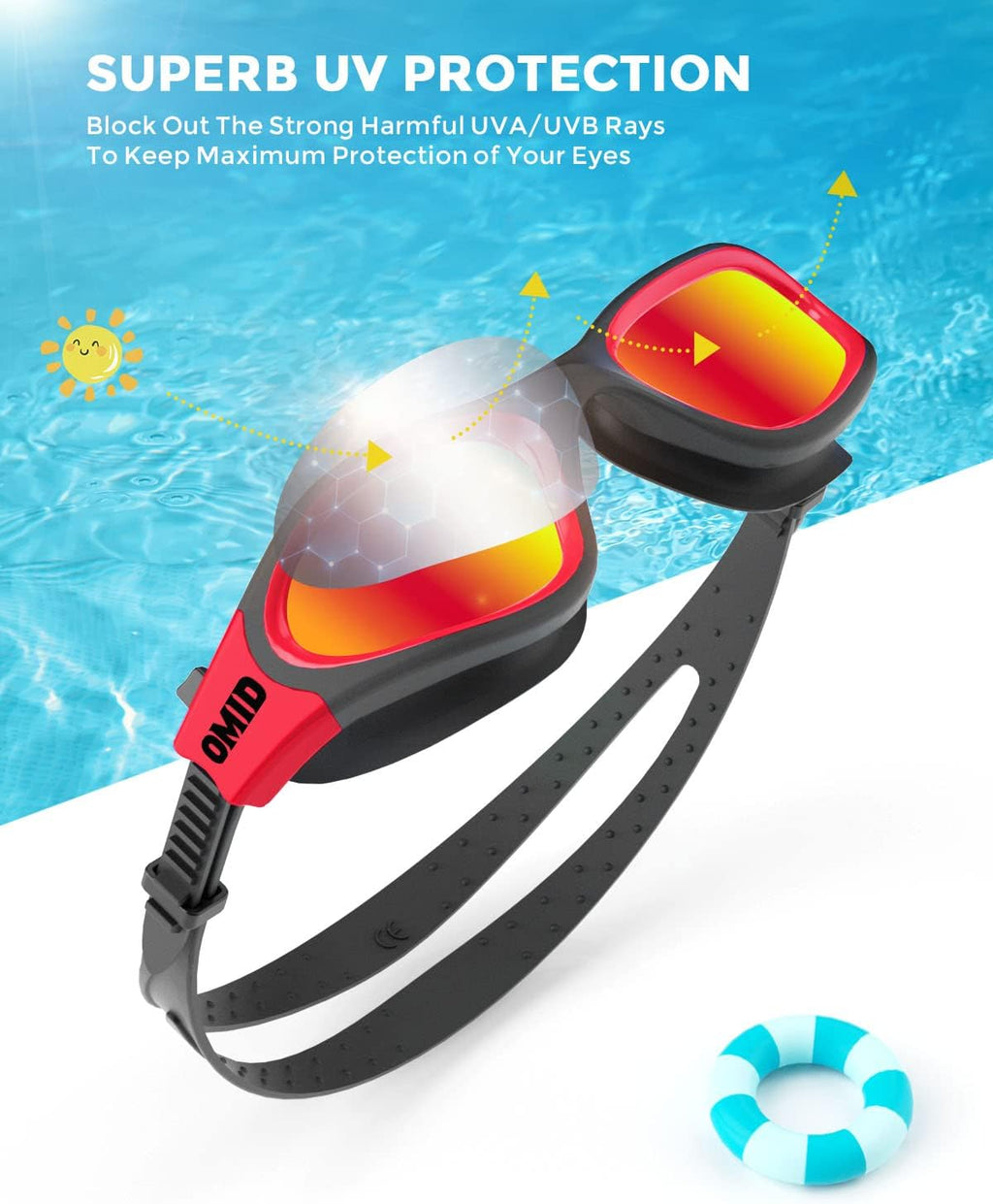 OMID Kids Swim Goggles - Polarized Comfort for Ages 6-14 | Perfect for Swimming Fun