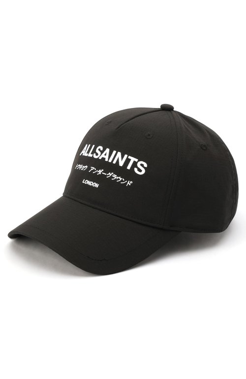 AllSaints Men's Underground Baseball Cap, 100% Nylon Hat with Adjustable Strap, Summer Accessory Black