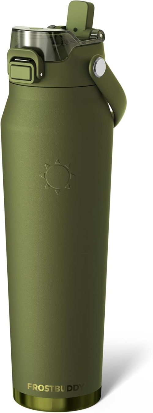 Frost Buddy 32oz Insulated Water Bottle - Leak-Proof Stainless Steel with Straw & Chug Lid | 24-Hour Cold Retention