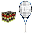 Penn Championship Tennis Balls - Extra Duty Felt Pressurized Tennis Balls - 12 Cans, 36 Balls & Wilson Tour Slam Lite Adult Recreational Tennis Racket - Grip Size 3-4 3/8", Blue/Black
