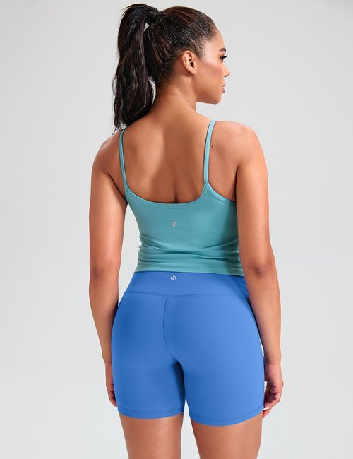 HeyNuts Cropped Cami Tank Top - Square Neck Spaghetti Strap Yoga Bra for A-C Cups