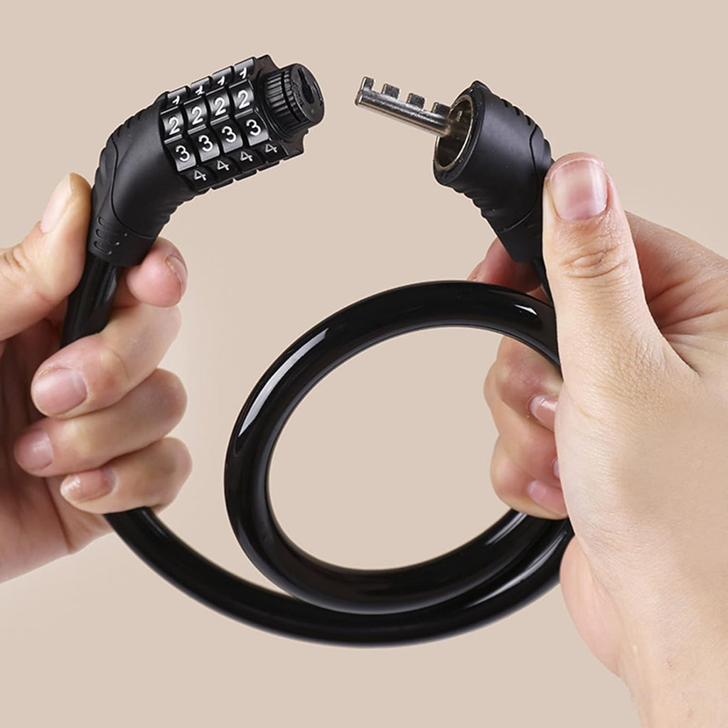 Skiennix Bike Locks - Anti-Theft 4-Digit Resettable Cable Lock | 2-Pack, 2ft x 1/2in, Black