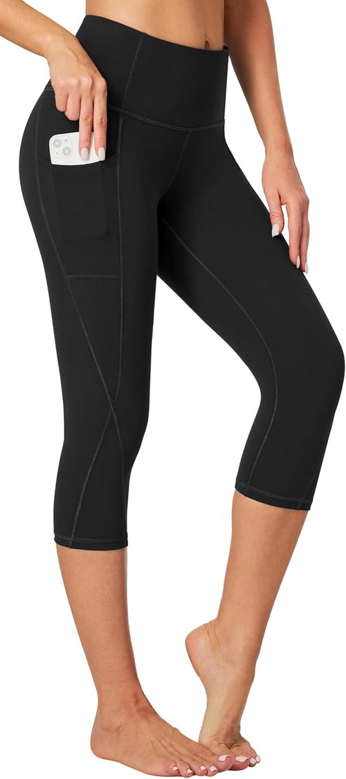Heathyoga Capri Leggings - High Waisted Tummy Control with Pockets for Women | Comfortable Fit