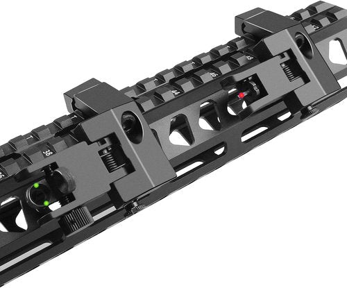 Fiber Optics Iron Sights - Low Profile 45 Degree Backup AR Sights with Red & Green Dots for Picatinny/Weaver Rail