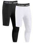 Niksa 1/2 Pack Men's Compression Pants, 3/4 One Leg Compression Tights Men Basketball Leg Sleeve Athletic Base Layer Leggings