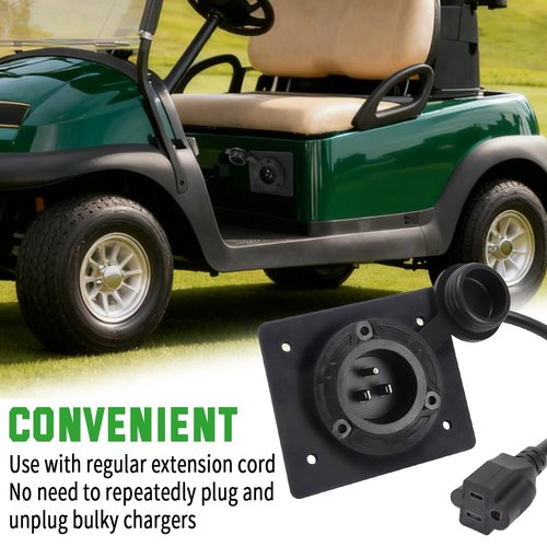 AUTOVIC Charger Port Cover Plate Adapter with 120V Plug for Lithium Battery Compatible with EZGO TXT36 Golf Cart