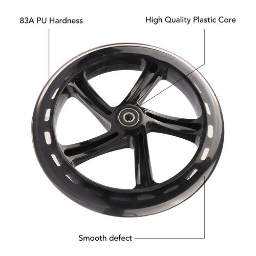 Gladeer 2-Pack 200mm Scooter Replacement Wheels - 8-Inch Wheels for Razor A5, Lascoota, Kid, Youth, Adult Kick Push Scooter (Black)