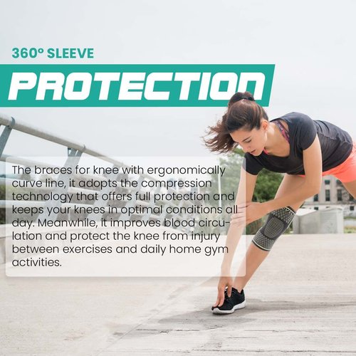 Modvel Compression Knee Brace - 2-Pack Support Sleeves for Running & Pain Relief | Ideal for ACL & Arthritis