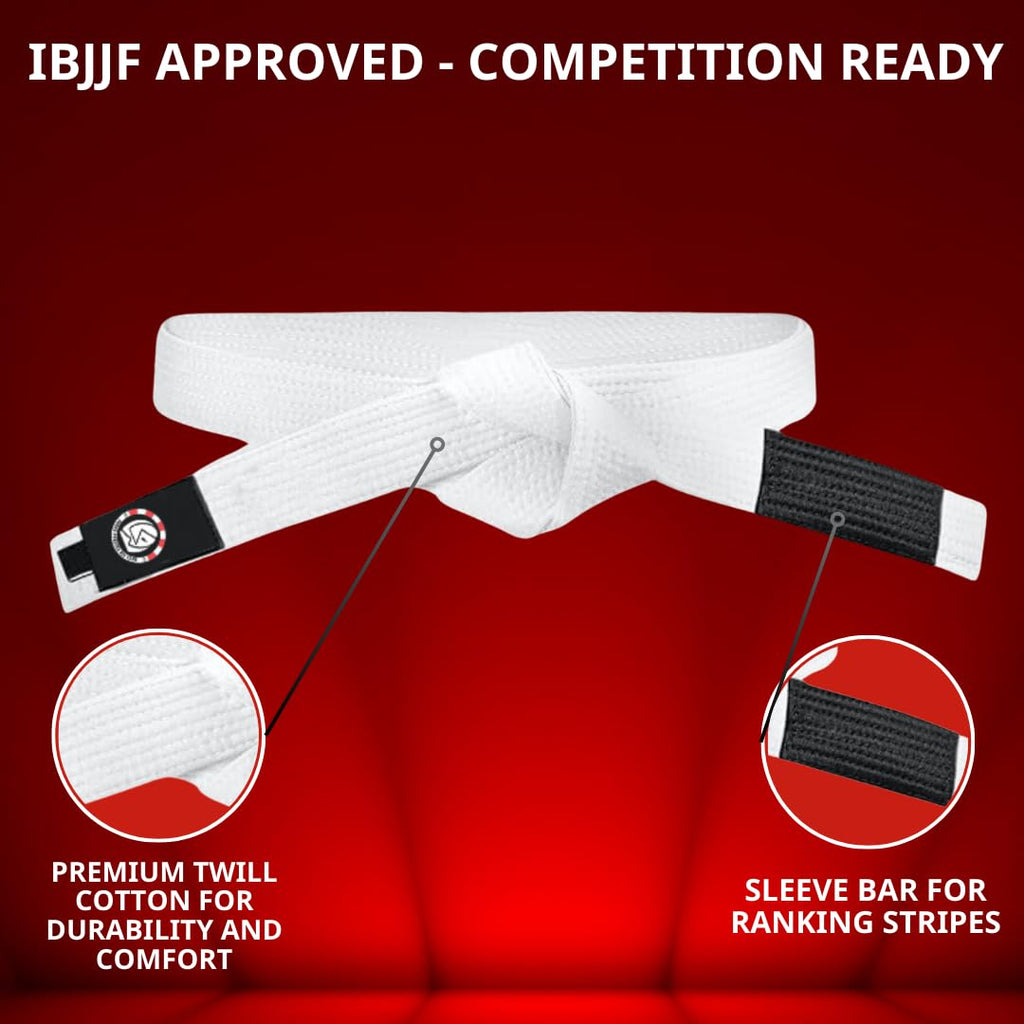 Rio Heroes Jorge Pereira BJJ Premium Ranked White Belt, For Men & Women, Durable Twill Cotton, Brazilian Jiu Jitsu Gear (A1, White)