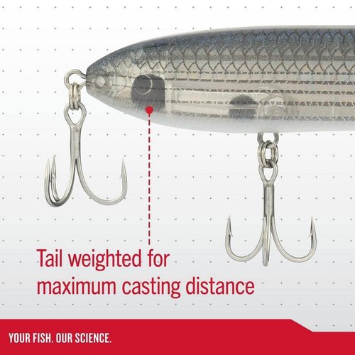 Berkley Cane Walker Topwater Fishing Lure, Bone, 5/7 oz, 4.3in | 11 cm, Heavy Tail Weight for Long-Distance Casting, Equipped with Fusion19 Hook