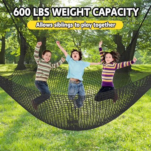Kids Climbing Net 9.9ft x 9.9ft Heavy Duty Playground Safety Mesh - Black