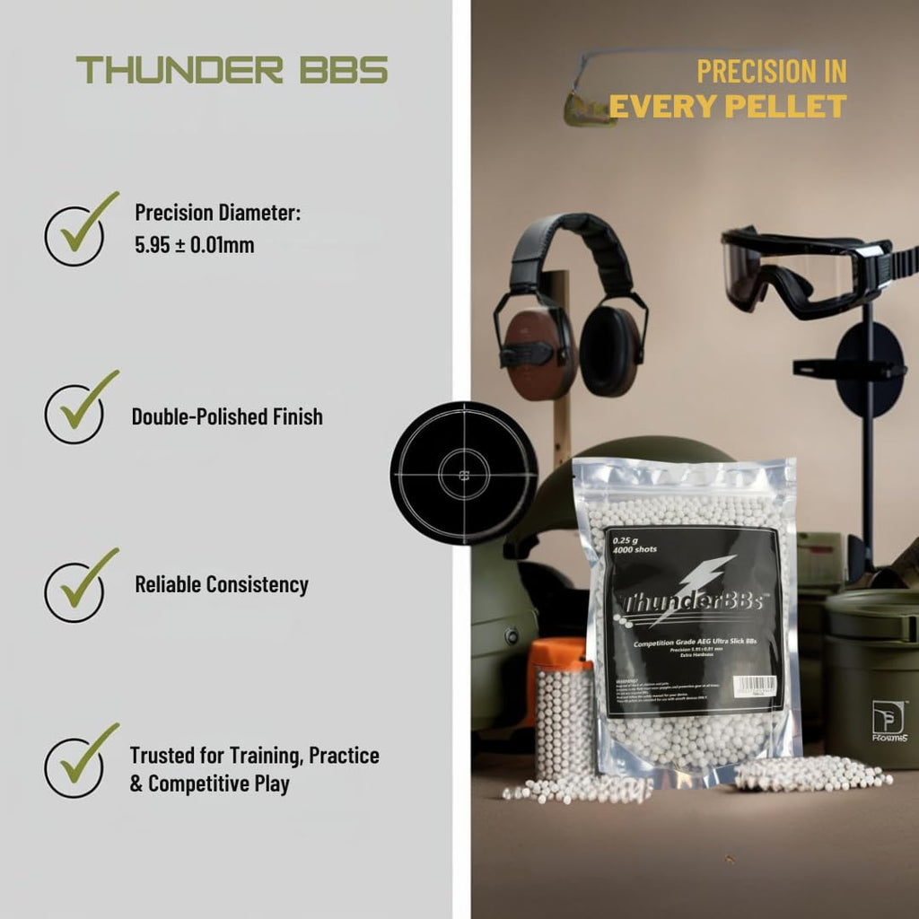 TBB 0.25G Airsoft BBs - Competition Grade, White | 4000 Rounds Per Bag