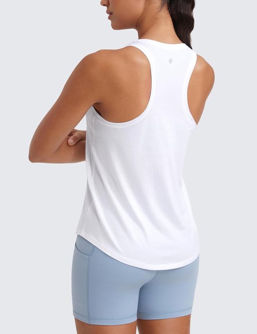 CRZ YOGA Pima Cotton Racerback Tank Top - Soft Sleeveless Workout Shirt for Women | Casual Scoop Neck
