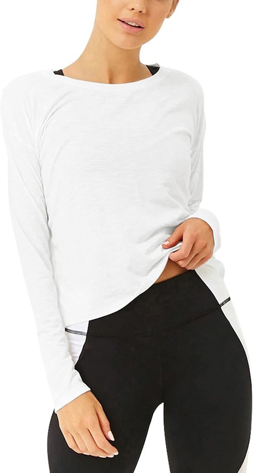Bestisun Long Sleeve Workout Shirts - Open Back Yoga & Dance Tops for Women | Athletic Apparel