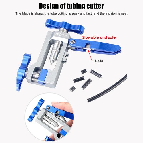 JFOYH 2IN1 Bike Tools Bicycle Hydraulic Disc Brake Needle Driver Insertion and Mineral Hose Cutting Tools Compatible with BH90/BH59/Avid/MAGURA/Banjo, 6061 Aluminum Alloy