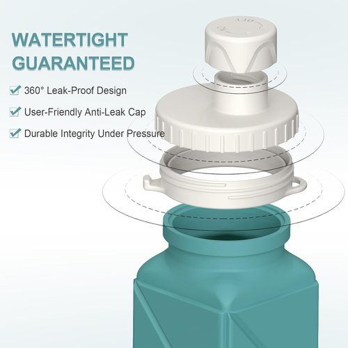 Beautail Collapsible Water Bottle - 20.6oz Silicone Travel Bottle | BPA-Free, Leakproof, Blue