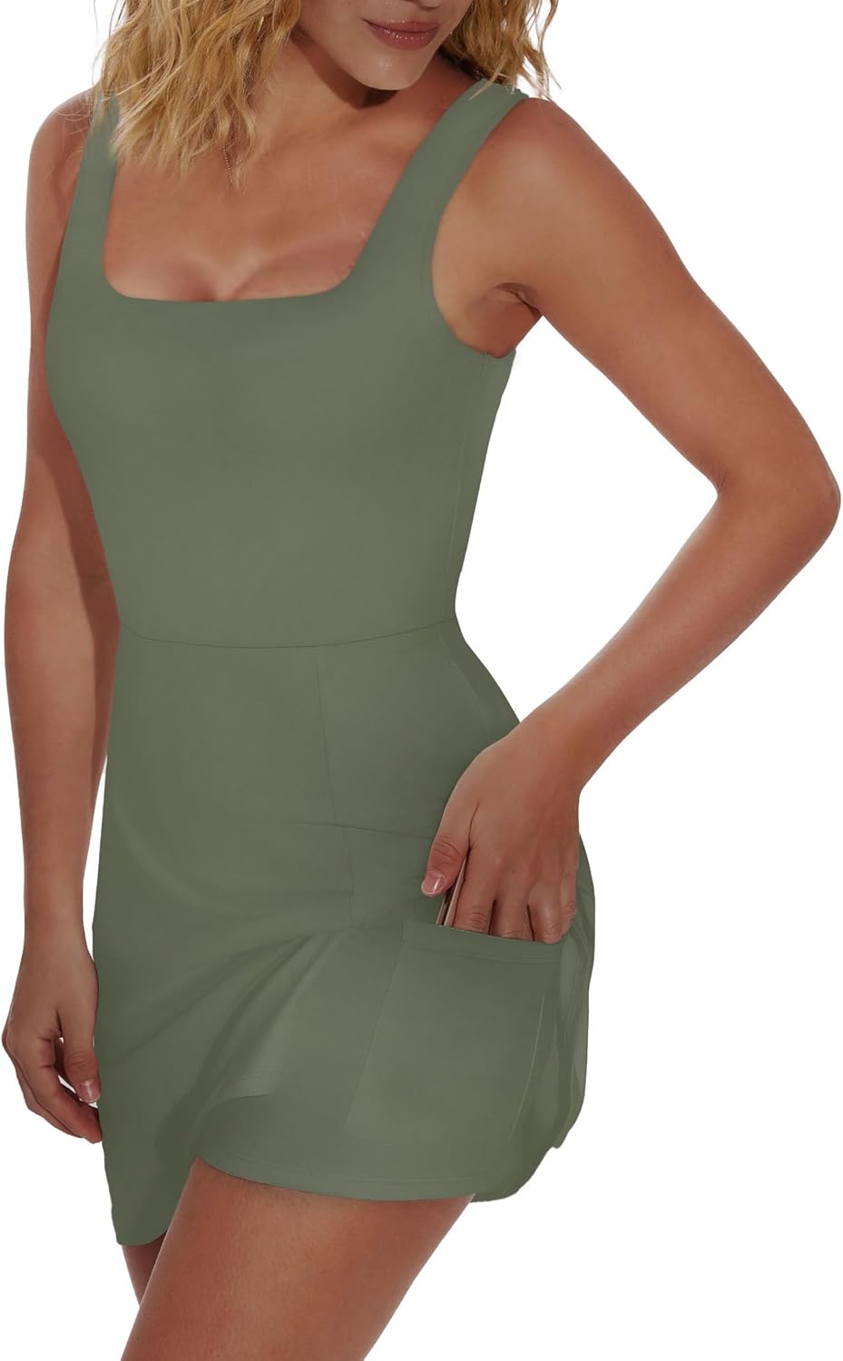 OFEEFAN Athletic Dress - Women's Mini U Neck Sleeveless Design with Built-In Shorts & Pockets | Perfect for Tennis, Golf, Graduation