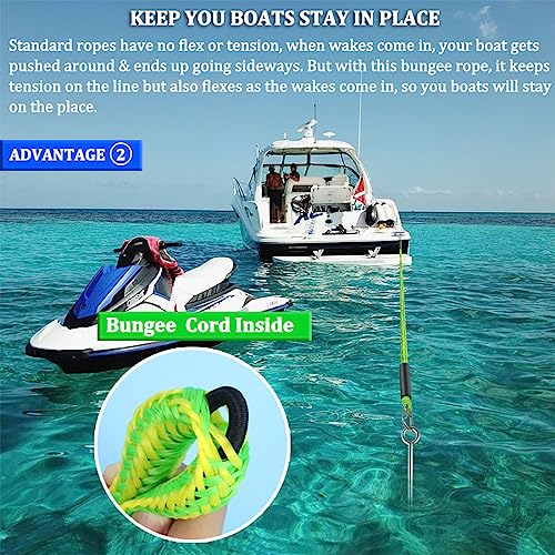14-50 Feet Bungee Dock Lines for Boats & Jet Ski Anchoring - Pack of 1