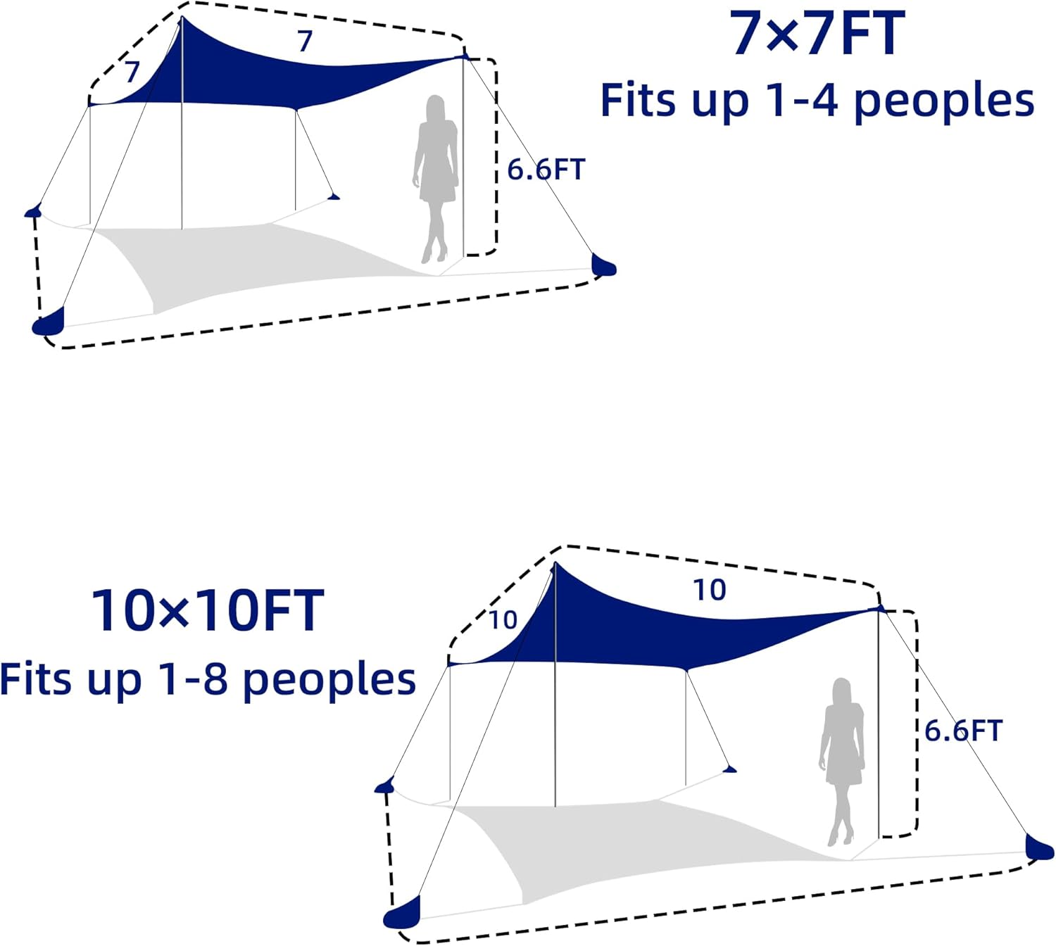 UMARDOO Beach Tent Canopy - Portable 10x10FT Sun Shade with UPF 50+ Protection | Easy Setup & Carry Bag (Blue)