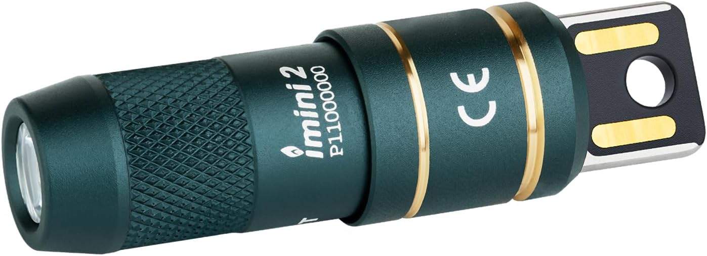 OLIGHT iMini 2 EDC Keychain Flashlight - 50 Lumens Compact Mini LED Light | Rechargeable, Portable (Black & Dream Blue)