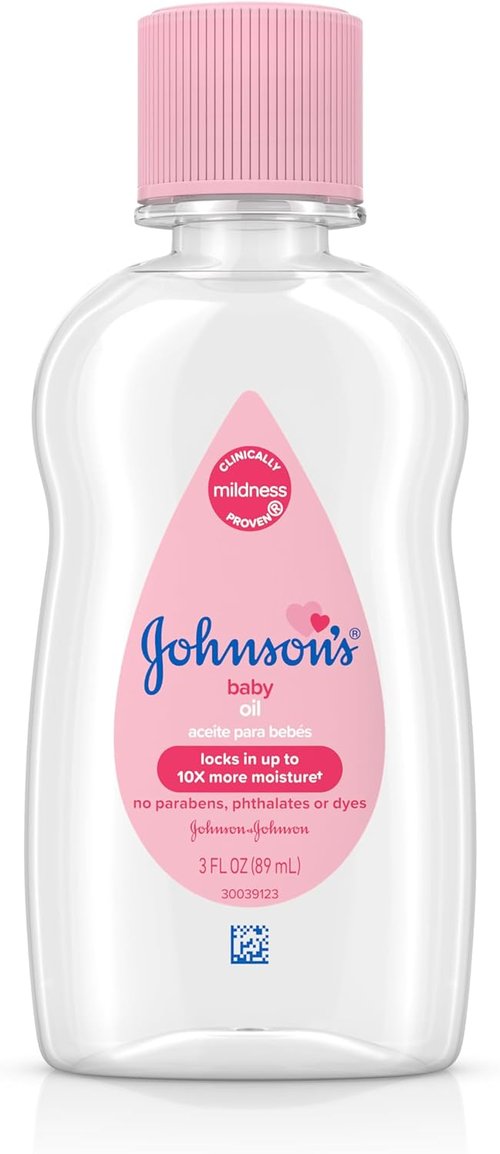 Johnson's Baby Oil - Pure Mineral Oil for Moisture Loss Prevention | Gentle Baby Massage Oil, 3 fl. oz