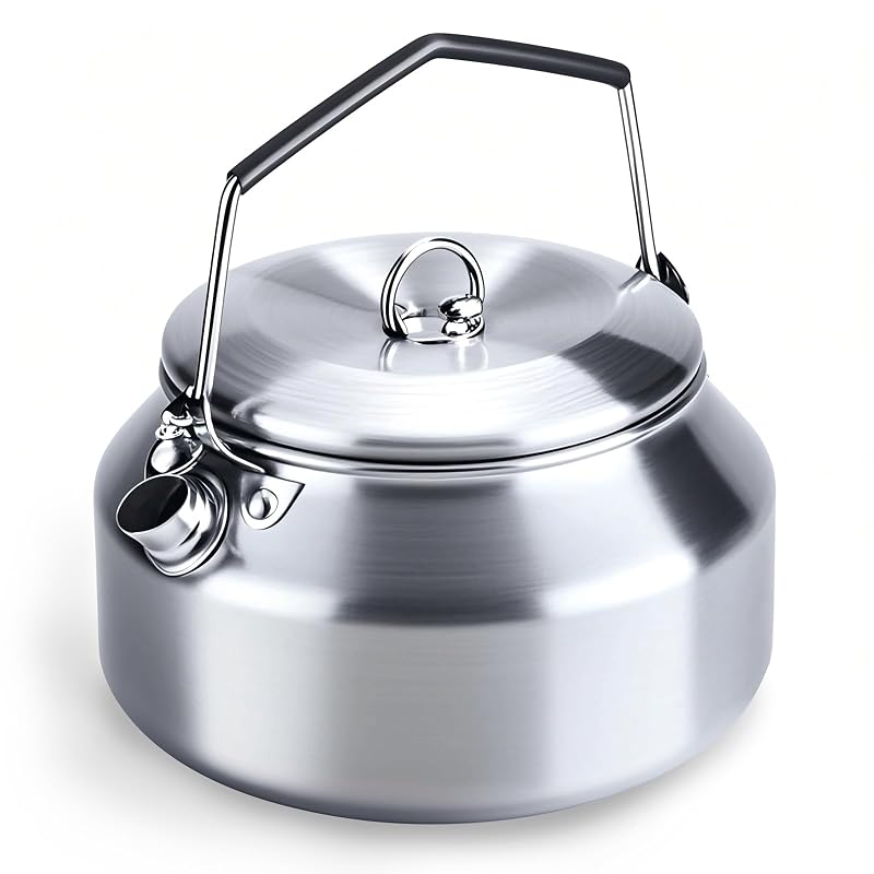 1L Camping Kettle Stainless Steel Tea Pot — Fast Heating, Portable Outdoor Teapot (Variation: Silver)