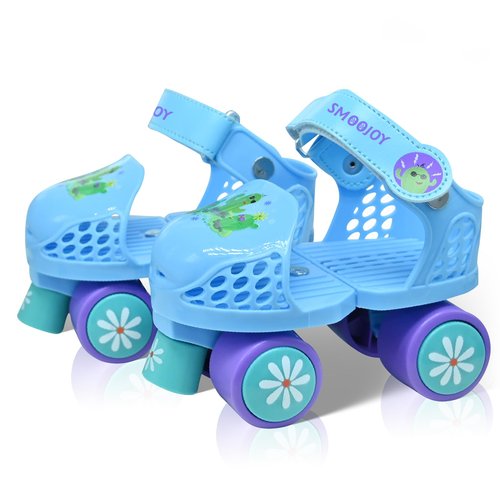 SMOOJOY Toddler Roller Skates for Kids Boys Girls Ages 2-5 Adjustable Quad Skates Outdoor Indoor for Beginner Durable Children's 4 Wheels Rollerskates