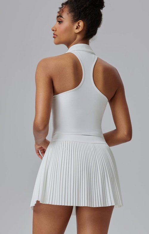 AFZ White Women Tennis Skirt Matching Tennis Tops Outfits Pickleball Skirts Workout Set