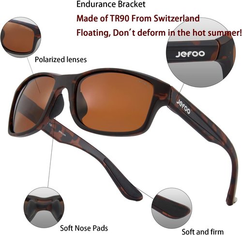 Jefoo Polarized Sports Sunglasses - UV400 Protection for Men | Ideal for Driving, Cycling & Fishing