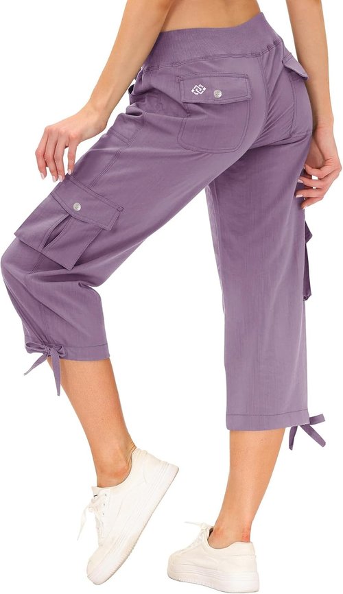 MoFiz Women's Capri Pants - Lightweight Casual Capris with Pockets for Hiking | Loose Fit & Dressy Style