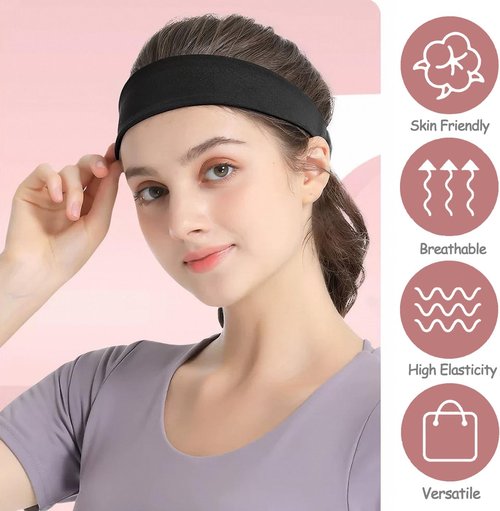 Headbands for Women Non Slip, 9Pcs Soft Elastic Hair Bands for Women's Hair, Fashion Stretchy Fabric Sweat Bands Headbands for Daily Workout Yoga Running Sports