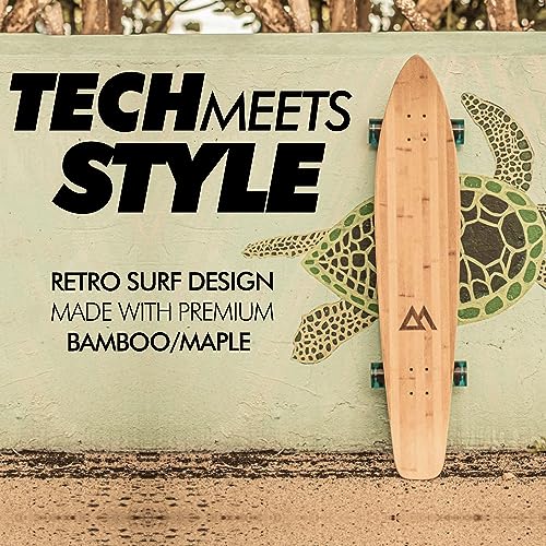 Magneto 44 Inch Blue Bamboo Longboard Cruiser with Kicktail & 70mm Wheels