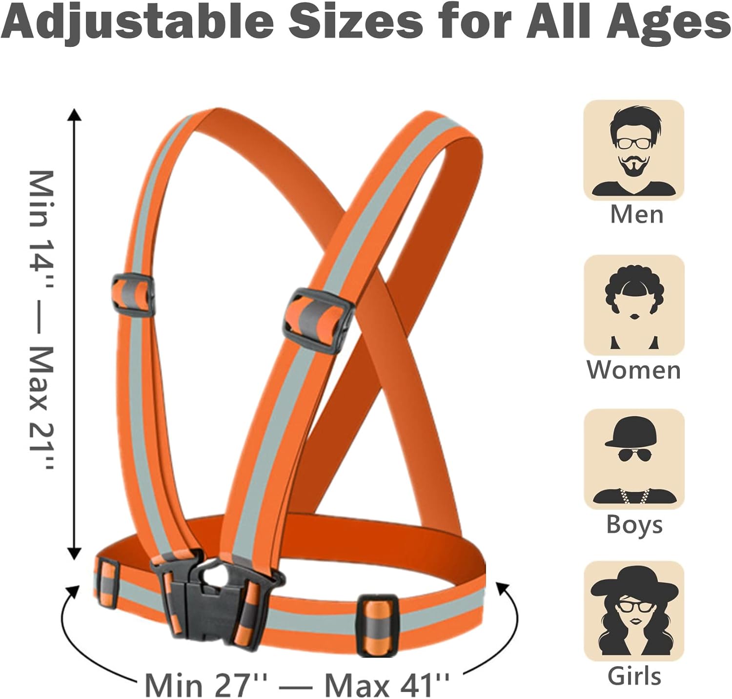 Reflective Strap Safety Vest by Skiennix - Adjustable High-Visibility Running Gear for Men & Women | 2-10 Pack
