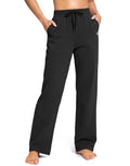 SANTINY 31"/33"/35" Women's Tall Cotton Sweatspants Yoga Lounge Casual Pants Open Bottom Sweat Pants for Women with Pockets（Black_L33_M）