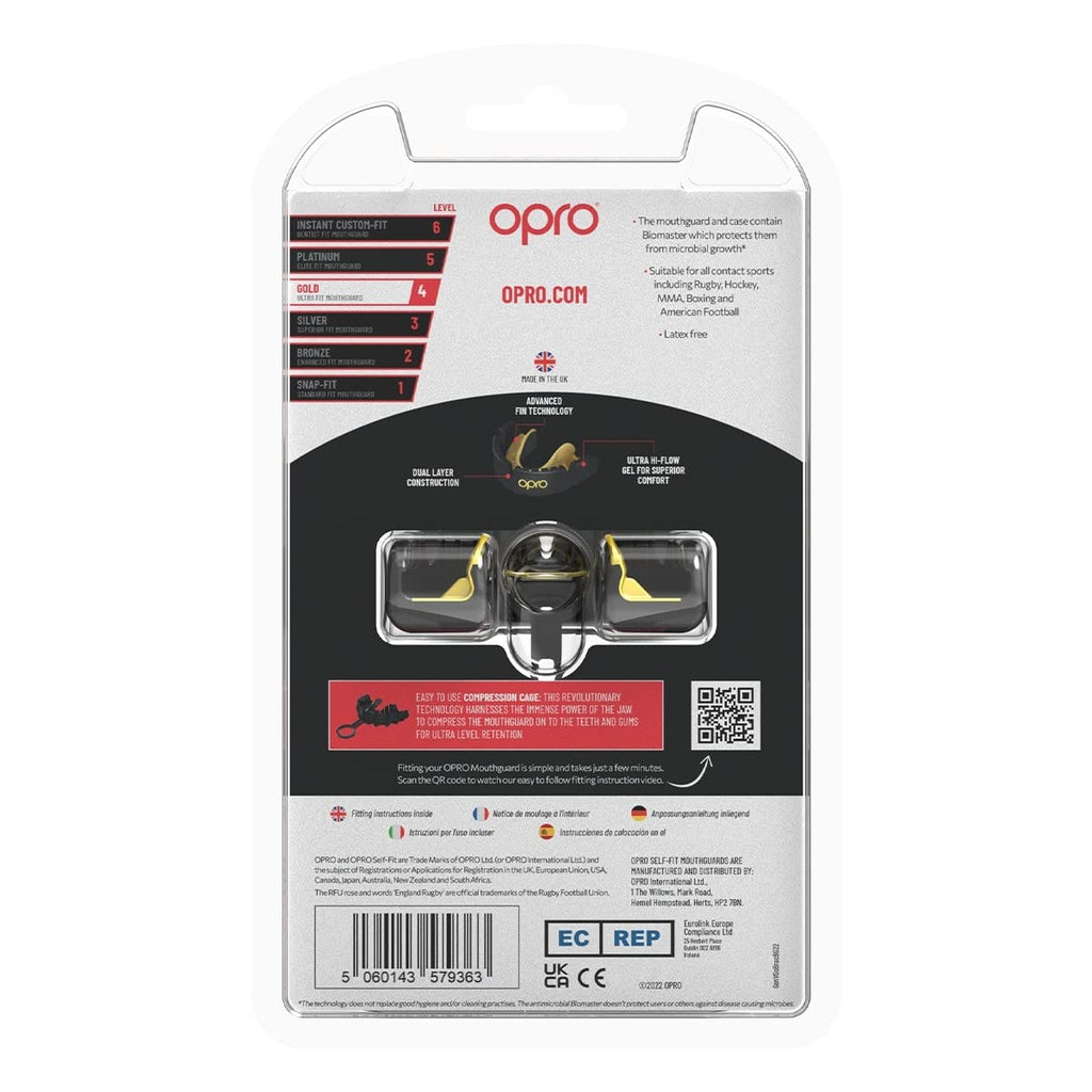 OPRO Gold Level Braces Mouth Guard, Moldable Mouthguard for Comfort & Fit for Boxing, Hockey, MMA, UFC, Football, Braces Protection, Youth & Adult Mouthguard with Case Included, Black