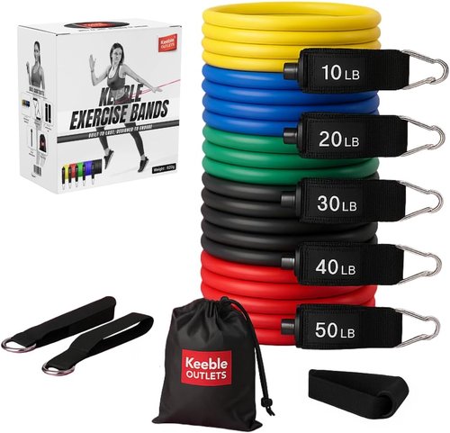 Keeble Outlets Resistance Bands Set - Versatile Exercise Bands with Handles for Strength Training & Home Workouts
