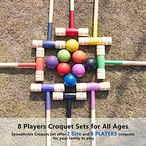 SpeedArmis 8-Player Croquet Set with 28 & 32 Inch Rubber Mallets - Burlywood