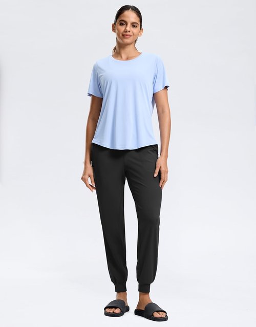 G Gradual Women's High Waisted Joggers - Tapered Sweatpants with Zip Pockets for Gym & Travel