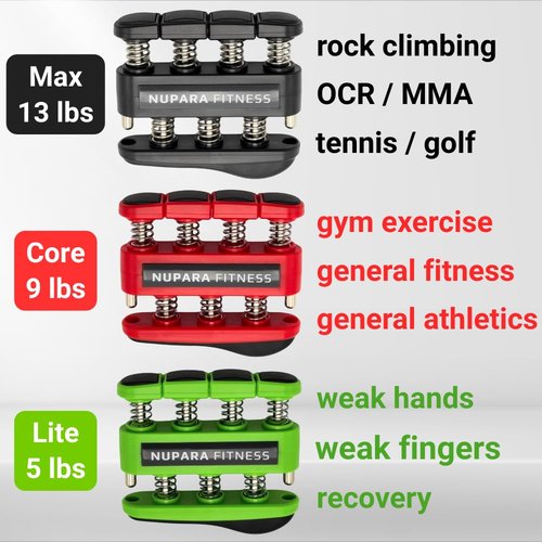 NUPARA FITNESS Grip Strength Trainer - Hand Strengthening Device, Forearm Strengthener, and Finger Trainer. Hand Gripper Strengthener and Guitar Finger Exerciser.