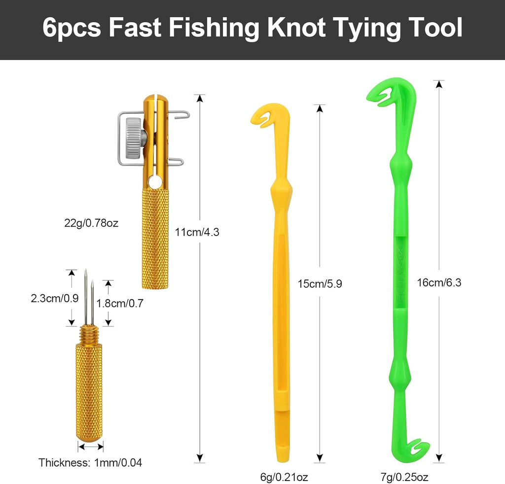Realure Fishing Knot Tying Tool Kit - 6 Pcs Quick Knot Tying Tools with Disgorgers | Portable for Fly & Sea Fishing