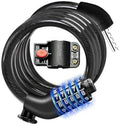 KEYSTP 5-Digit Bike Lock Cable with Mounting Bracket - Deep Black