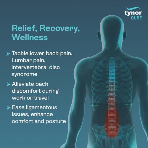 TYNOR Back Brace for Lower Back Pain - Back Support Belt for Women & Men - Breathable Design With Lumbar Support Pad - Lumbo Sacral Belt for Lower Back Pain - Black, Large, 1 Unit