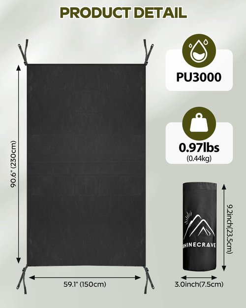 Premium Tent Footprint, PU3000, Oxford Ripstop Fabric, Durable,Tarp Ground Sheet for 2 Person Backpacking Tent Floor Protector for Hiking, Camping, Beach and Picnic (Rectangle(90.6" L x 59" W)