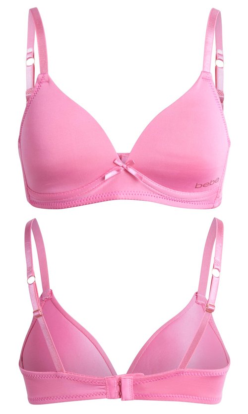 bebe Girls Training Bra - 3 Pack Molded Wireless Training Bras w/Adjustable Straps, Breathable Girls Bras for Tweens & Teens, Size (30) 30B, Tawny