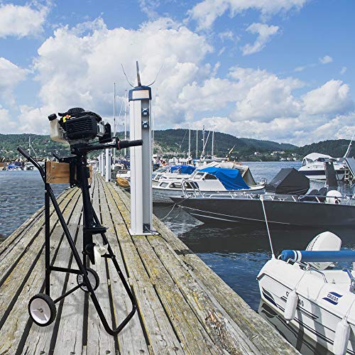 LEADALLWAY Wooden 5-15HP Folding Outboard Motor Stand & Carrier Cart for Small Boats
