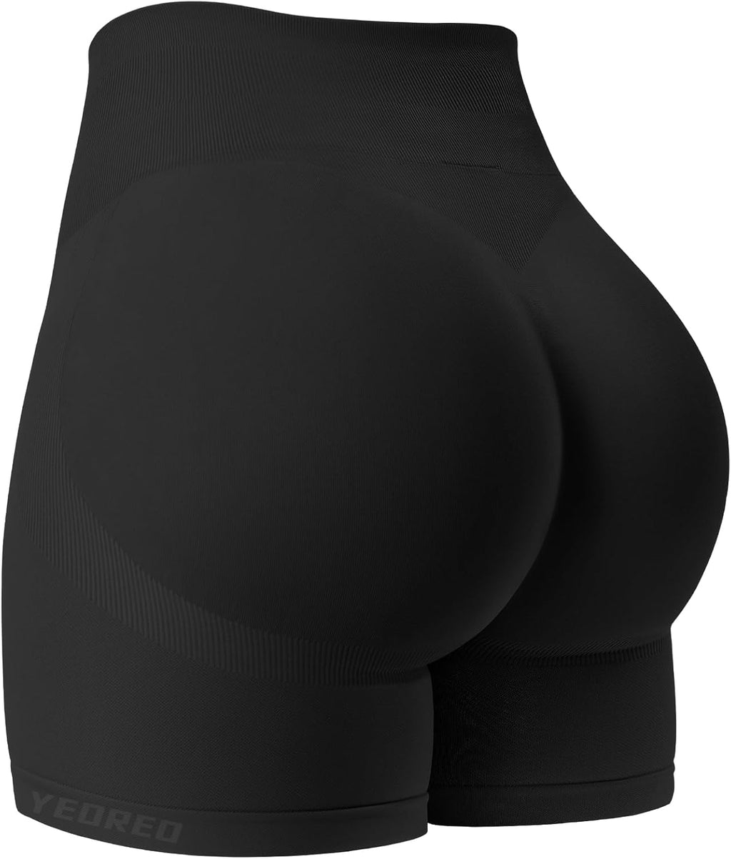 YEOREO High Waisted Gym Workout Shorts for Women - Tummy Control & Seamless Design, 5" Length