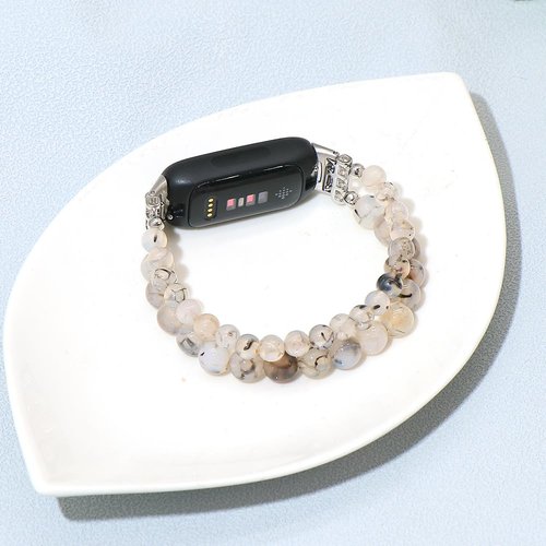 C&L Accessories Bracelets Compatible with Inspire 3 Bands for Women Beaded Wristband Natural Gemstone Replacement Straps for Inspire 3 (Dragon Vein)
