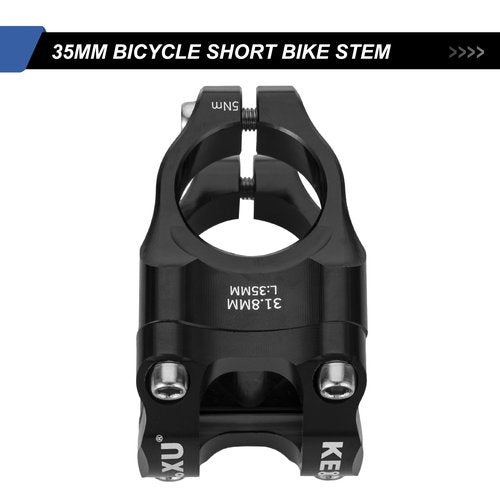 Kelxu Bike Stem 31.8 Lightweight CNC Aluminum Alloy Short MTB Stem 35mm Handlebar Stem for Most Bicycle, Road Bike, Fixed Gear, Downhill Bike, Track Bike, BMX, Cycling(Black)
